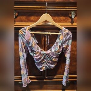 Urban Outfitters - Women's Floral Blouse, Crop Top